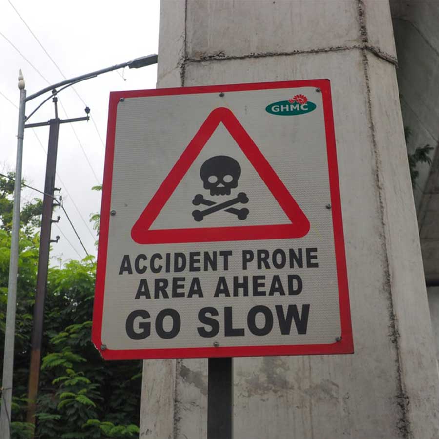 BAC Limits Road sign that says Accident Prone Area Ahead - Go Slow